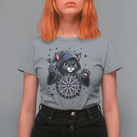 Funny Grim Reaper Cat Dart Player T Shirt For Women Gothic Dartist Gift - Wonder Print Shop