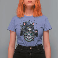Funny Grim Reaper Cat Dart Player T Shirt For Women Gothic Dartist Gift - Wonder Print Shop