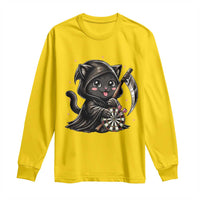 Dark Reaper Cat Throwing Darts Long Sleeve Shirt Funny Pub Game Gift - Wonder Print Shop