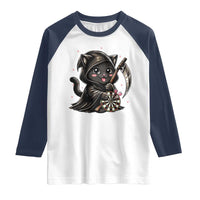 Dark Reaper Cat Throwing Darts Raglan Shirt Funny Pub Game Gift - Wonder Print Shop