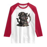 Dark Reaper Cat Throwing Darts Raglan Shirt Funny Pub Game Gift - Wonder Print Shop