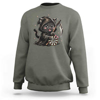 Dark Reaper Cat Throwing Darts Sweatshirt Funny Pub Game Gift - Wonder Print Shop