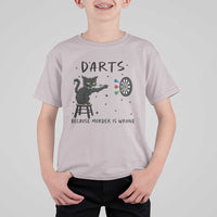Funny Grumpy Cat Darts T Shirt For Kid Because Murder Is Wrong - Wonder Print Shop