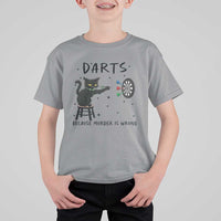 Funny Grumpy Cat Darts T Shirt For Kid Because Murder Is Wrong - Wonder Print Shop