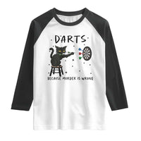 Funny Grumpy Cat Darts Raglan Shirt Because Murder Is Wrong - Wonder Print Shop