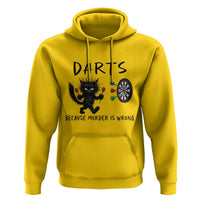 Funny Grumpy Cat Dart Player Hoodie Because Murder Is Wrong Pub Game Gift - Wonder Print Shop