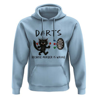 Funny Grumpy Cat Dart Player Hoodie Because Murder Is Wrong Pub Game Gift - Wonder Print Shop
