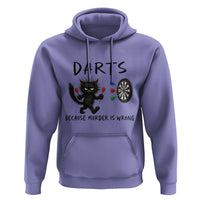 Funny Grumpy Cat Dart Player Hoodie Because Murder Is Wrong Pub Game Gift - Wonder Print Shop
