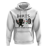 Funny Grumpy Cat Dart Player Hoodie Because Murder Is Wrong Pub Game Gift - Wonder Print Shop