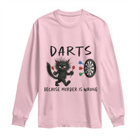 Funny Grumpy Cat Dart Player Long Sleeve Shirt Because Murder Is Wrong Pub Game Gift - Wonder Print Shop