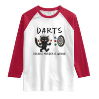 Funny Grumpy Cat Dart Player Raglan Shirt Because Murder Is Wrong Pub Game Gift - Wonder Print Shop