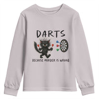 Funny Grumpy Cat Dart Player Youth Sweatshirt Because Murder Is Wrong Pub Game Gift - Wonder Print Shop