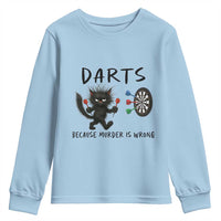 Funny Grumpy Cat Dart Player Youth Sweatshirt Because Murder Is Wrong Pub Game Gift - Wonder Print Shop