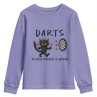 Funny Grumpy Cat Dart Player Youth Sweatshirt Because Murder Is Wrong Pub Game Gift - Wonder Print Shop