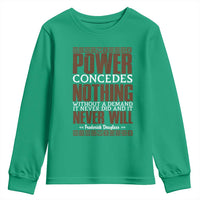Frederick Douglass Youth Sweatshirt Power Concedes Nothing Without A Demand - Wonder Print Shop