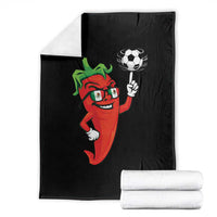 Cool Chili Pepper Soccer Player Throw Blanket Mexican Spicy Food Lover