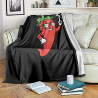 Cool Chili Pepper Soccer Player Throw Blanket Mexican Spicy Food Lover