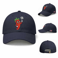 Cool Chili Pepper Soccer Player Baseball Cap Mexican Spicy Food Lover