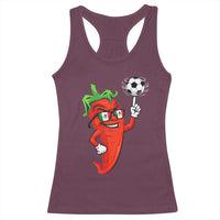 Cool Chili Pepper Soccer Player Racerback Tank Top Mexican Spicy Food Lover