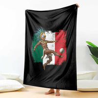 Aztec Warrior Playing Soccer Throw Blanket Mexican Pride Football Fan Gift