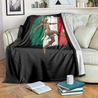 Aztec Warrior Playing Soccer Throw Blanket Mexican Pride Football Fan Gift