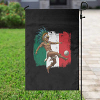 Aztec Warrior Playing Soccer Garden Flag Mexican Pride Football Fan Gift