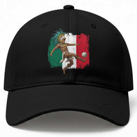 Aztec Warrior Playing Soccer Baseball Cap Mexican Pride Football Fan Gift