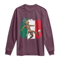 Aztec Warrior Playing Soccer Long Sleeve Shirt Mexican Pride Football Fan Gift