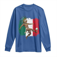 Aztec Warrior Playing Soccer Long Sleeve Shirt Mexican Pride Football Fan Gift