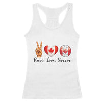 Peace Love Soccer Racerback Tank Top Proud Canadian Fan Gift