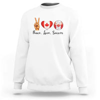 Peace Love Soccer Sweatshirt Proud Canadian Fan Gift