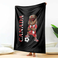 Proud Canada Soccer Beaver Throw Blanket Funny Football Fan Gift