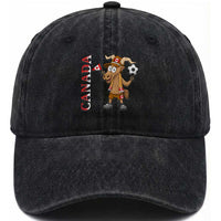 Proud Canada Soccer Moose Washed Cotton Baseball Cap Canadian Football Fan
