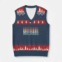 Michael Birthday Gift V-Neck Knit Sweater Vest Vintage Retro Michael Name Typography