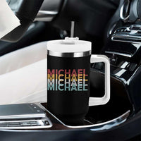 Michael Birthday Gift Tumbler With Handle Vintage Retro Michael Name Typography