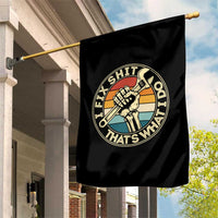 Vintage Skeleton Wrench Graphic Garden Flag I Fix Shit Thats What I Do