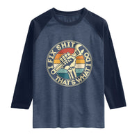 Vintage Skeleton Wrench Graphic Raglan Shirt I Fix Shit Thats What I Do