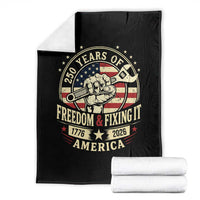 USA 250th Anniversary Patriotic Mechanic Throw Blanket Freedom And Fixing It