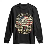 USA 250th Anniversary Patriotic Mechanic Long Sleeve Shirt Freedom And Fixing It