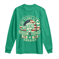 USA 250th Anniversary Patriotic Mechanic Long Sleeve Shirt Freedom And Fixing It