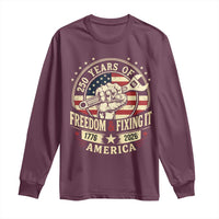 USA 250th Anniversary Patriotic Mechanic Long Sleeve Shirt Freedom And Fixing It
