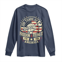 USA 250th Anniversary Patriotic Mechanic Long Sleeve Shirt Freedom And Fixing It