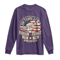 USA 250th Anniversary Patriotic Mechanic Long Sleeve Shirt Freedom And Fixing It