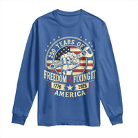 USA 250th Anniversary Patriotic Mechanic Long Sleeve Shirt Freedom And Fixing It