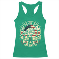 USA 250th Anniversary Patriotic Mechanic Racerback Tank Top Freedom And Fixing It