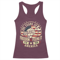 USA 250th Anniversary Patriotic Mechanic Racerback Tank Top Freedom And Fixing It