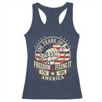 USA 250th Anniversary Patriotic Mechanic Racerback Tank Top Freedom And Fixing It