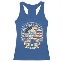 USA 250th Anniversary Patriotic Mechanic Racerback Tank Top Freedom And Fixing It