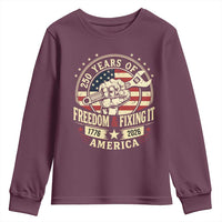 USA 250th Anniversary Patriotic Mechanic Youth Sweatshirt Freedom And Fixing It