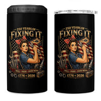 Patriotic Rosie Mechanic Feminist Pride 4 in 1 Can Cooler Tumbler 250 Years Of Fixing It